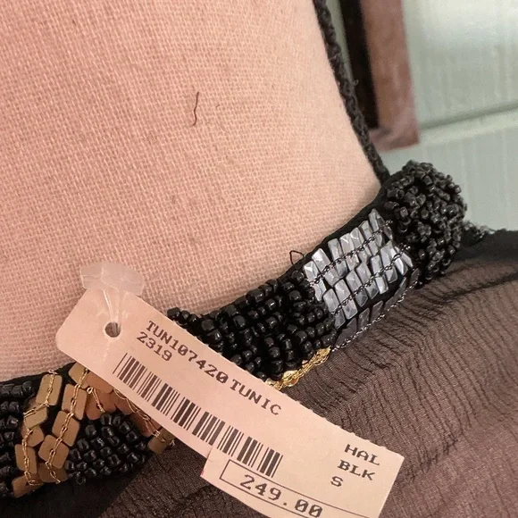 Hale Bob Sheer Embellished Blouse – Beaded – Black – Size S – $249 Retai - Picture 5 of 6